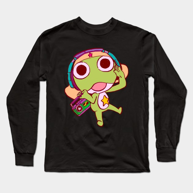 I draw pastel keroro jamming with a boombox and headphone / Sergeant Keroro Long Sleeve T-Shirt by mudwizard